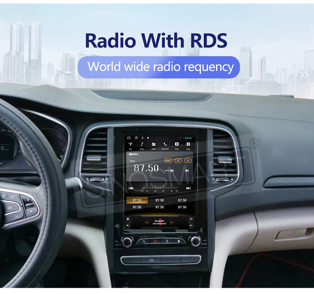 GPS-Навигационная Система Sinosmart Стиля Tesla для Renault Megane 4, Samsung QM6, Koleos, Talisman, SM6 (2016-2020) - Экран IPS/QLED