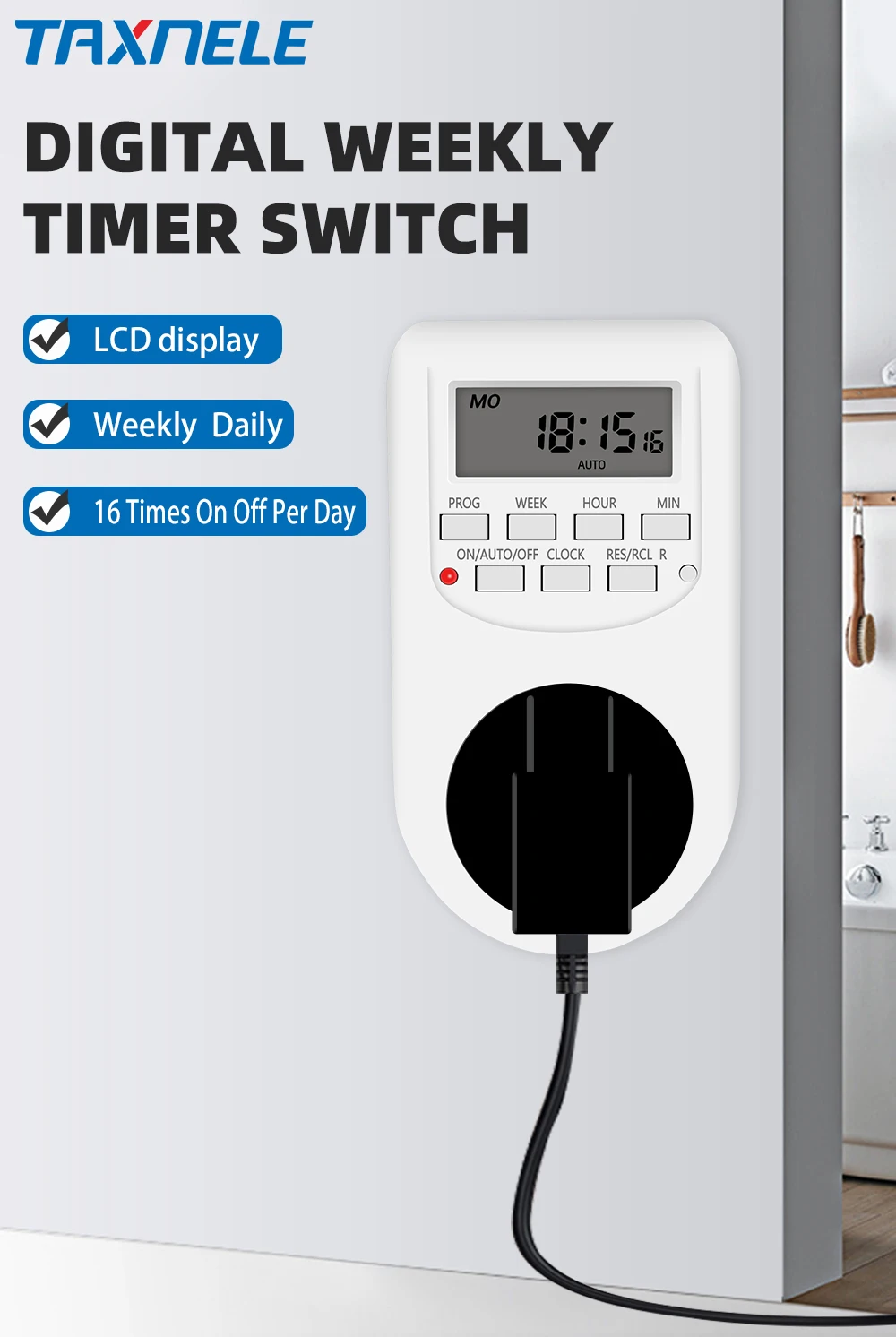 Digital Timer Switch Electronic 12/24 Hour Weekly Programmable Timing Socket EU UK US Plug Outlet Kitchen Appliance Time Control
