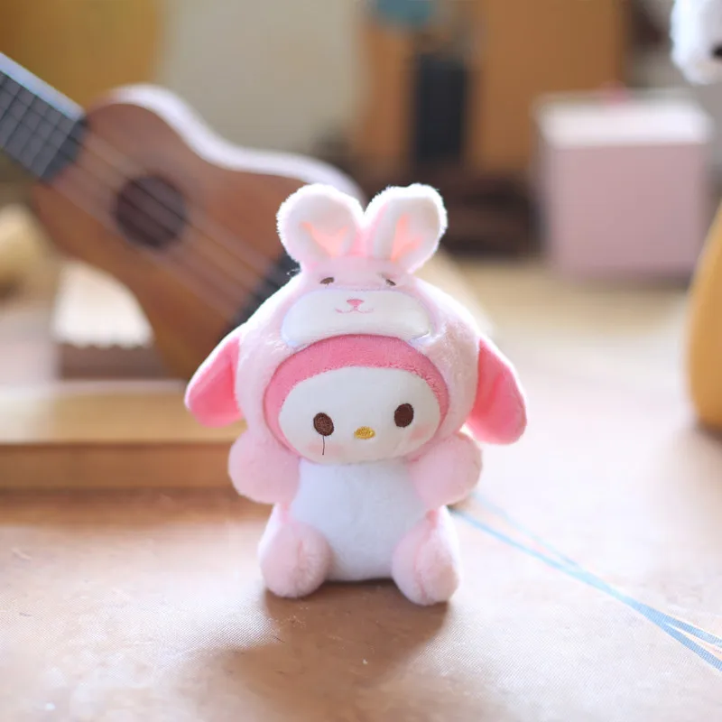 헬로키티 플러시 인형 키체인 장난감 쿠로미 백팩 펜던트 키체인 인형 피규어 소녀 여성용 선물