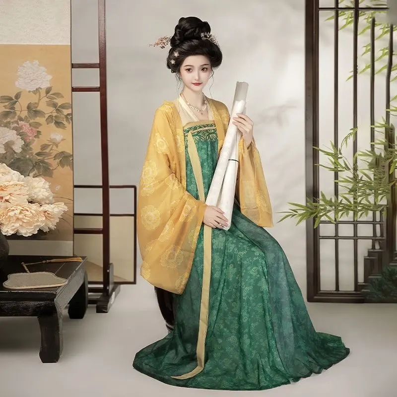 

Hanfu Dress Women Chinese Traditional Green&Yellow Hanfu Suits Halloween Fairy Cosplay Costume Tang Dynasty Vintage Hanfu Dress
