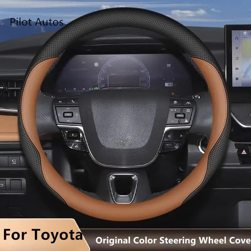 Original Colour For Toyota Steering Wheel Cover Leather Breathe Nappa For Toyota Camry Corolla Cross RAV4 Avalon Highlander