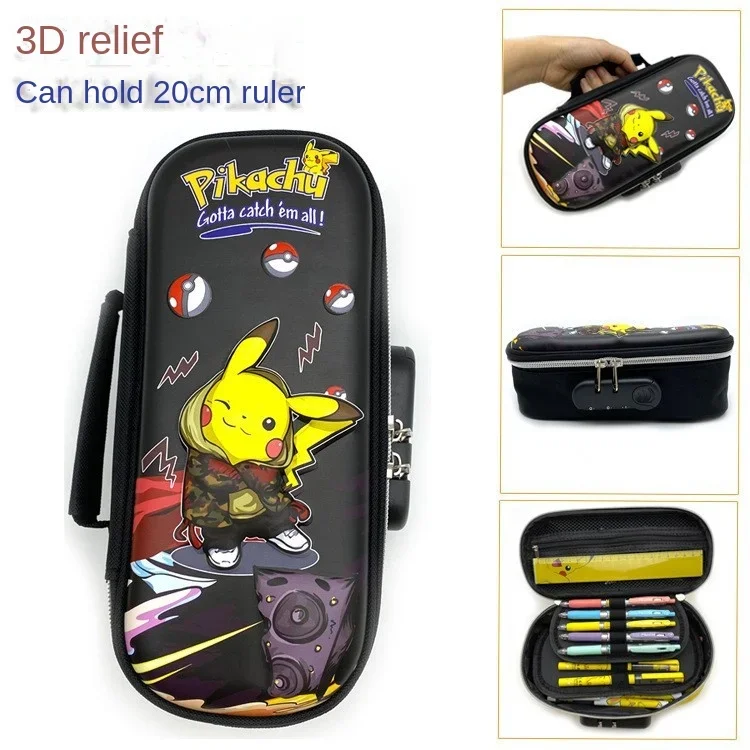 Pokemon Pikachu 3D Three-Dimensional Password Lock Pencil Case Large Capacity Multi-Layer Zipper Stationery Box Boy Girl Gift