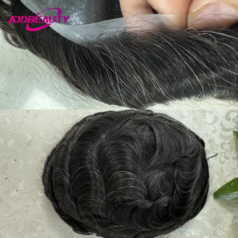 

Vloop Thin Skin Men's Capillary Prothesis Full PU 0.06-0.08mm Man Toupee Indian Human Remy Hair System Natural Hair TopperWigs