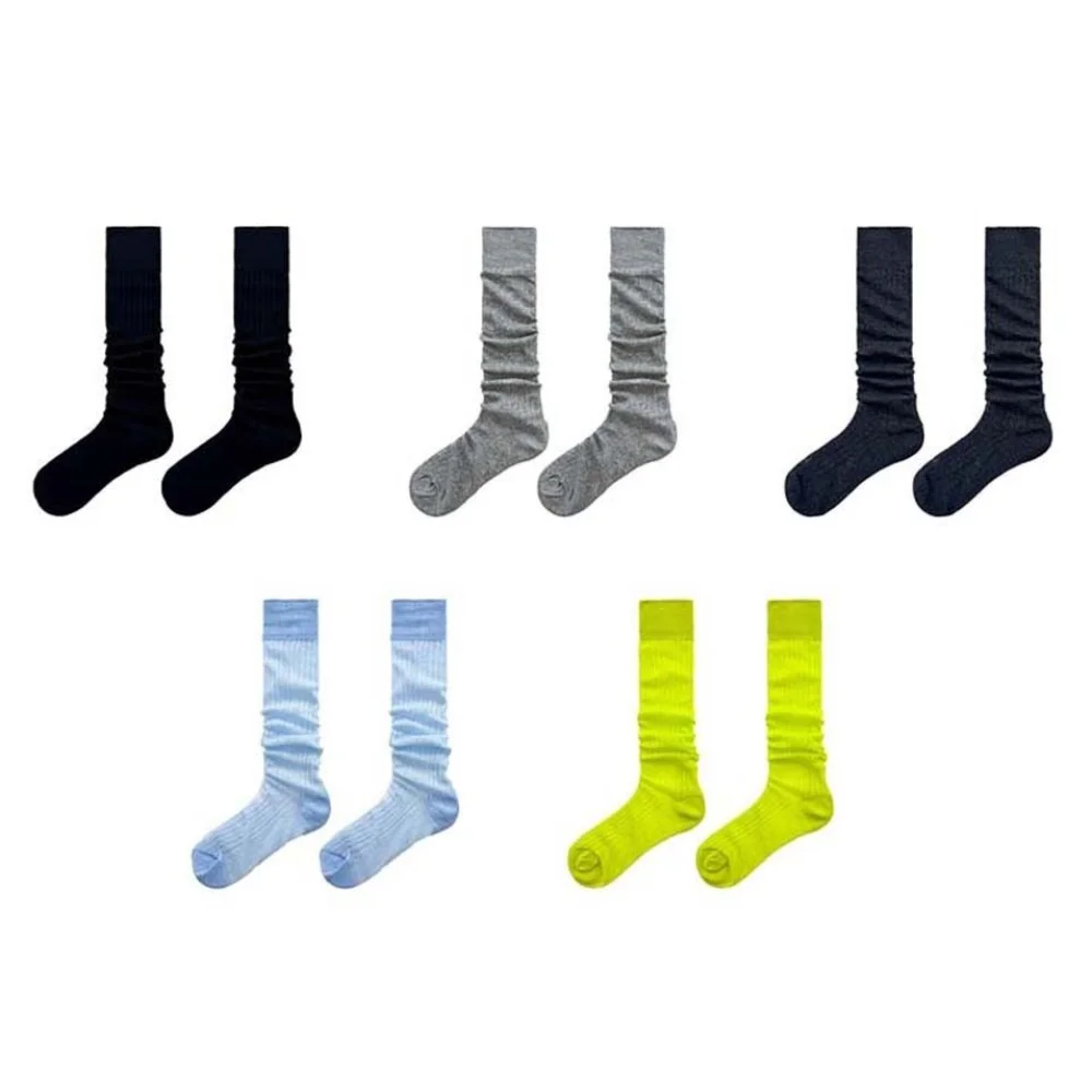 Sweet Lolita JK Calf Socks Cotton Thin Knee High Socks Breathable Solid Color Mid-tube Stocking Lady Girls