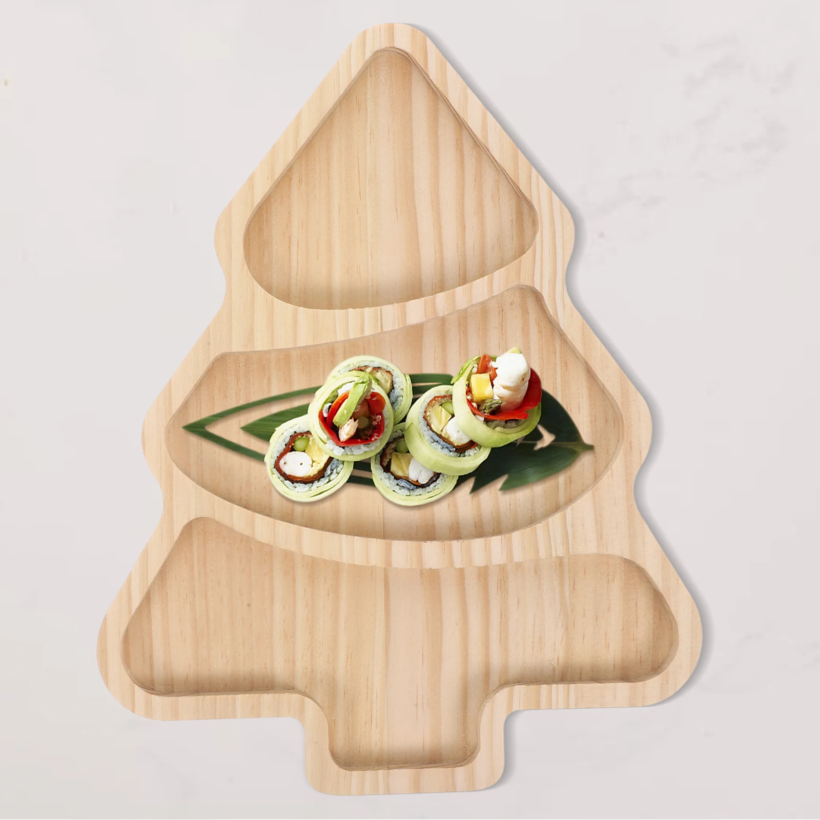 

Christmas Tree Plates Charcuterie Serving Dishes Sushi Wooden Tray Large Capacity Smooth Surface Safe Japanese Style Party
