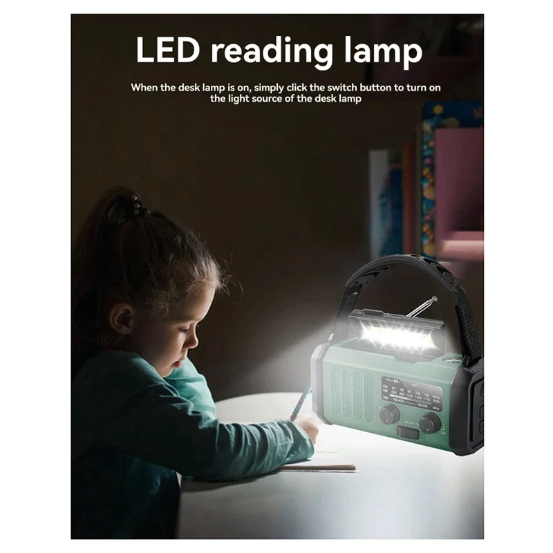 ABZW Power Bank Portable Flashlight Multifunctional Solar Charging Outdoor Emergency FM/AM/WB