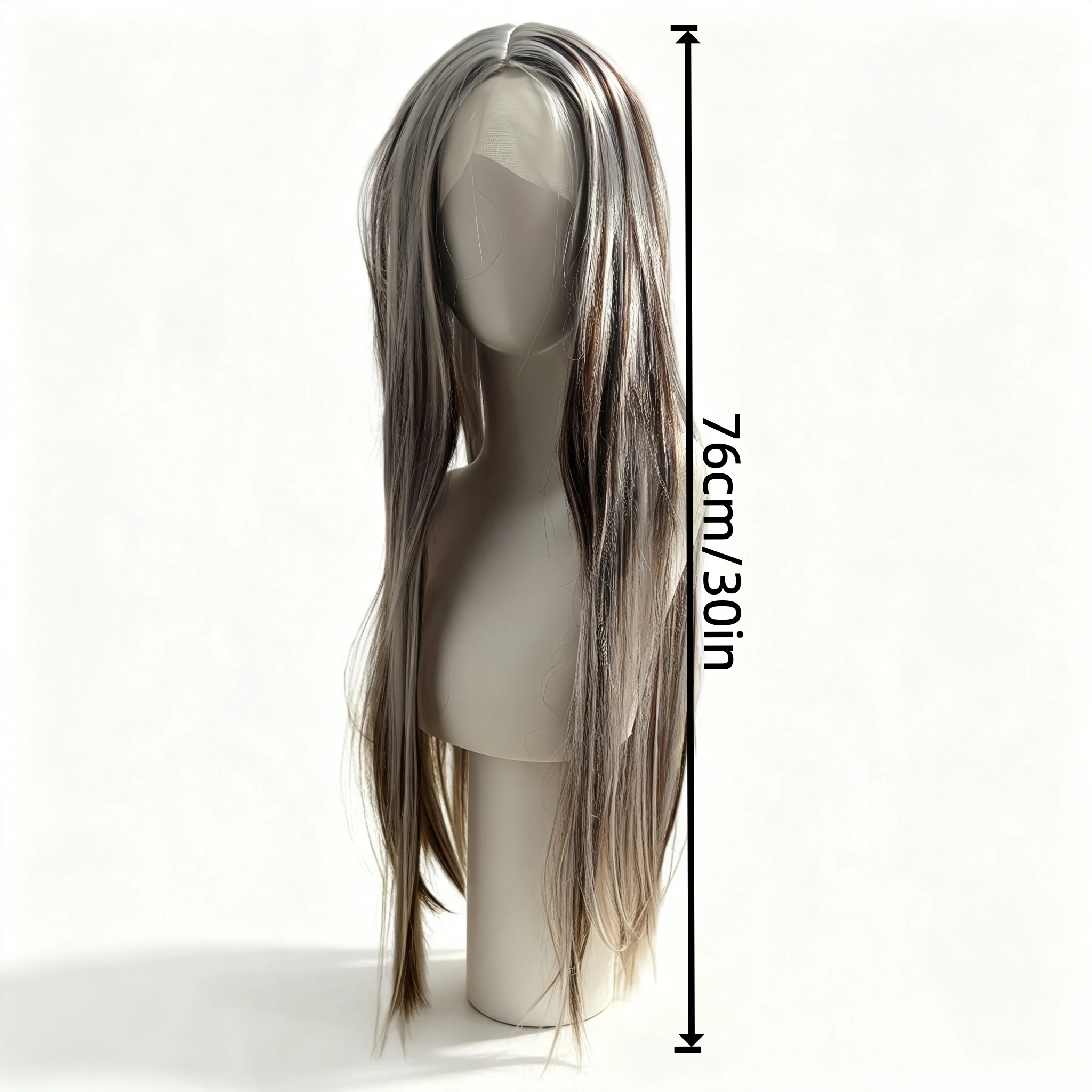 Ladies' White Dyed Straight Hair Wig, Synthetic Fiber Wig, Heat-Resistant Wig Suitable for Daily Wear, Parties, Role-Playing