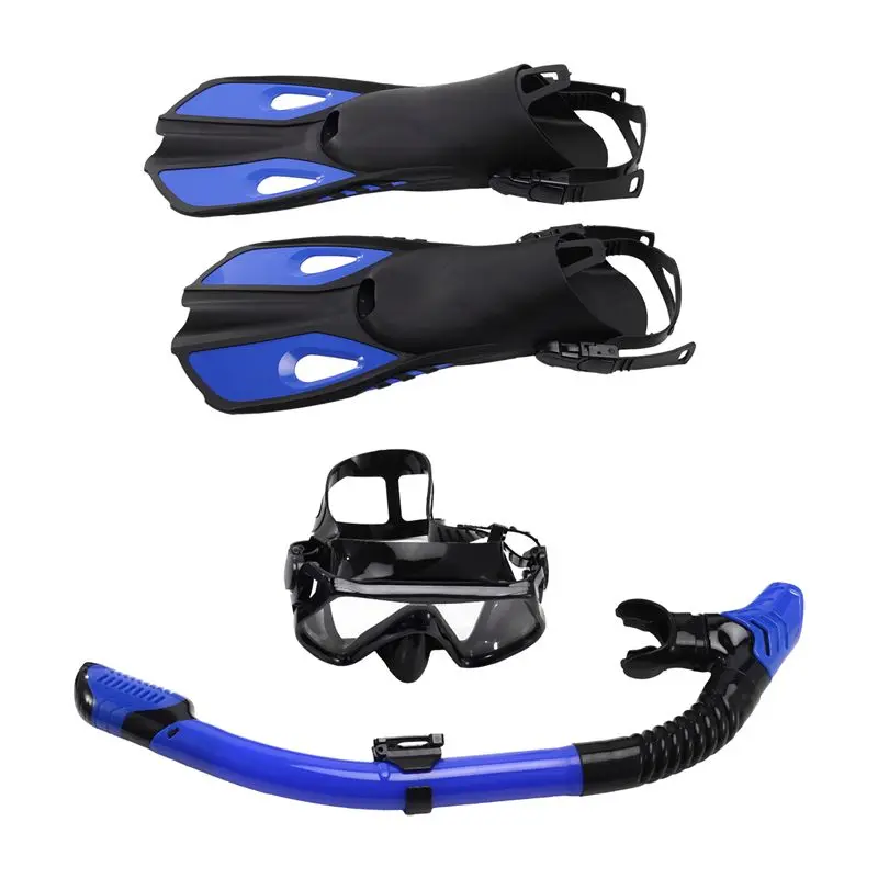 【Price Drop !!】Adult Snorkeling Equipment,Panoramic Snorkeling Set,Snorkeling Mask, Drys Top Snorkel,Diving Mask And Fins,Black