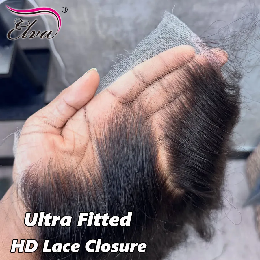 

Elva Hair 9x6/5X5 HD Lace Closure Ultra Thin HD Lace Natural Black Human Hair 13x6 13x4HD Lace Frontal Free Part Straight HD Lace