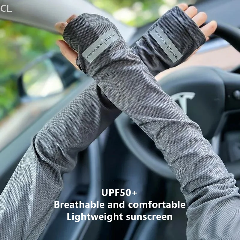 

1 пара рукавов унисекс из ледяного шелка, защита от ультрафиолета и поглощение пота для вождения/велосипеда на открытом воздухе