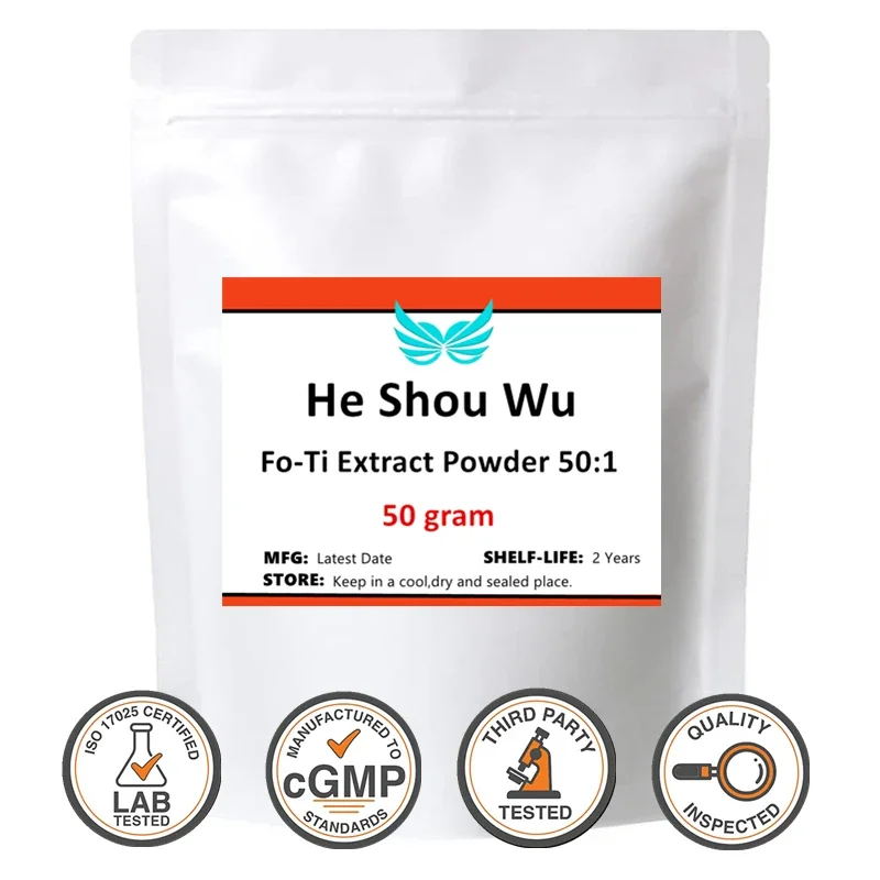 

High quality Fo-ti Extract 50:1 Polygonum multiflorum root He shou wu adjustable women/men sex Promoting hair growth free ship