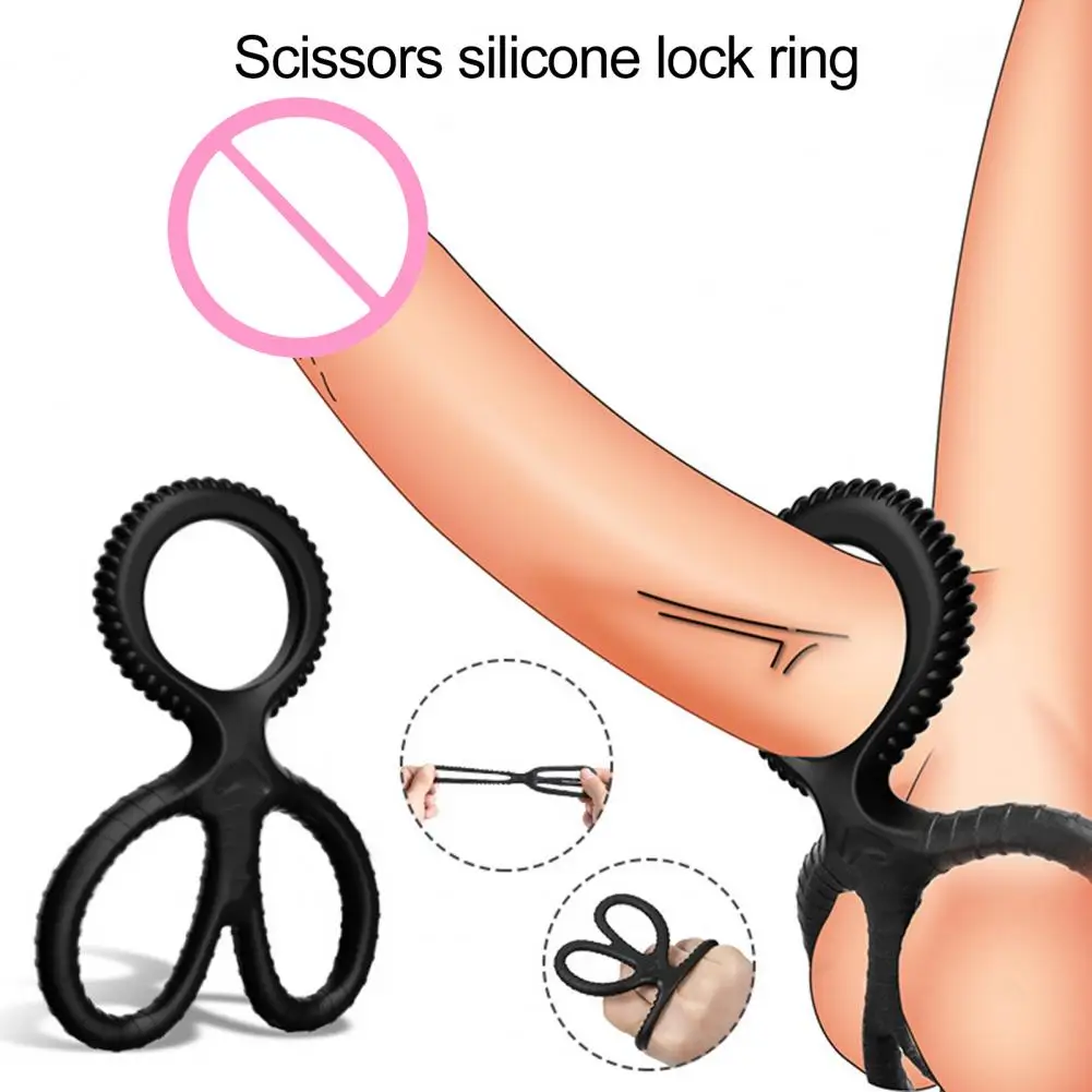 Penis Ring Scissors Shape Silicone Cock Ring Strong Pull High Elasticity Soft Male Delay Ejaculation Ring Adult Sex Toy