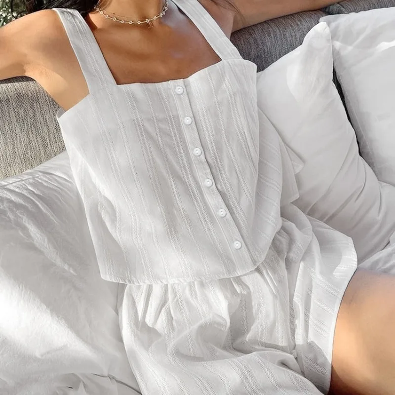 

Soft Cotton Simplicity Cami Pajama Set Women Breathable Summer Sleepwear Shorts Lounge Wear Simple Two-Piece Home Clothes