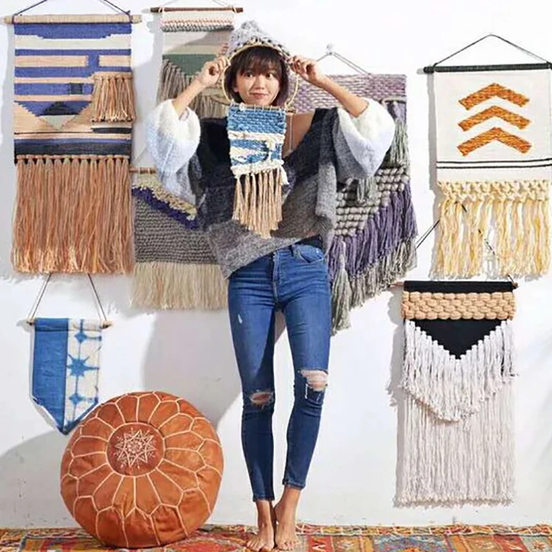Beginner DIY Textile Craft Tool Solid Wood Woven Frame With Support Stand Handicraft Production Accessory