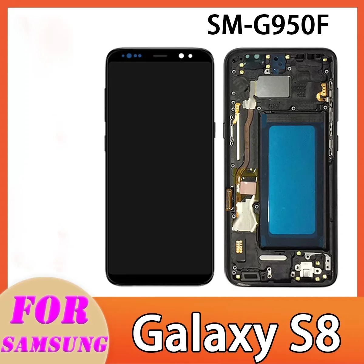 Remplacement d'écran LCD TFT pour Samsung Galaxy S8, écran tactile avec assemblage de cadre, numériseur, S8 G950F