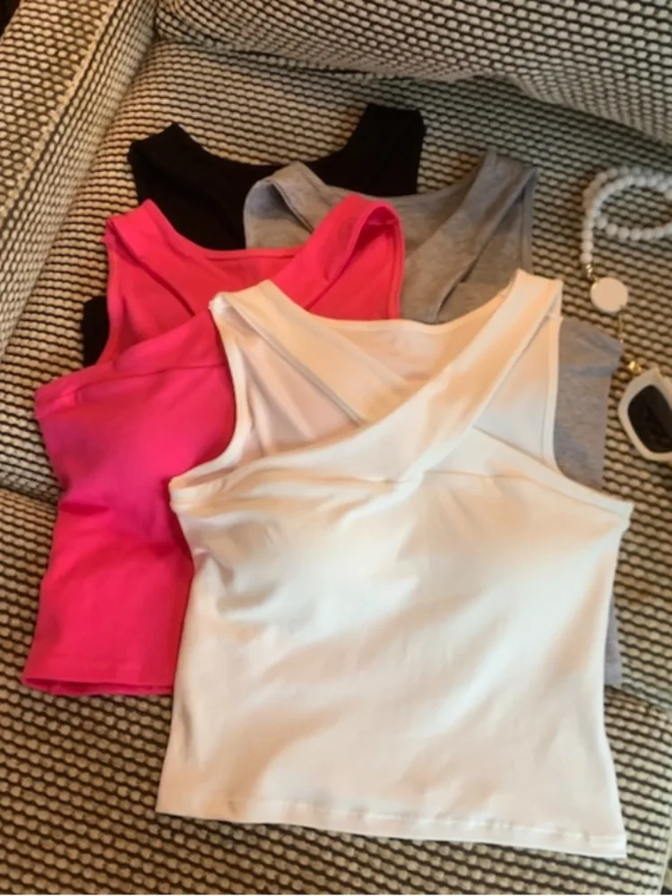 

Spring New Style Korean Simple Design Cross Vest Women Slimming Small Crowd with Chest Pad Fashion Top Women