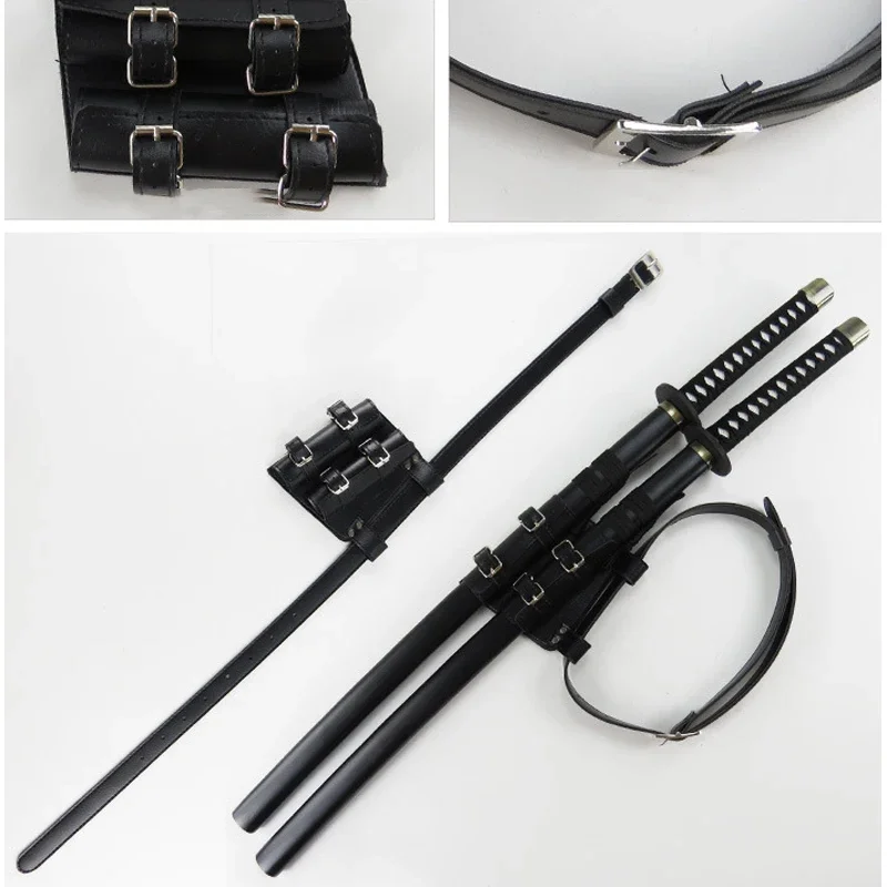 Black/White PU Leather Katana Sword Holder Medieval Belt Holster Halloween Props Anime Cosplay Knight Samurai Ninja Waist Sheath