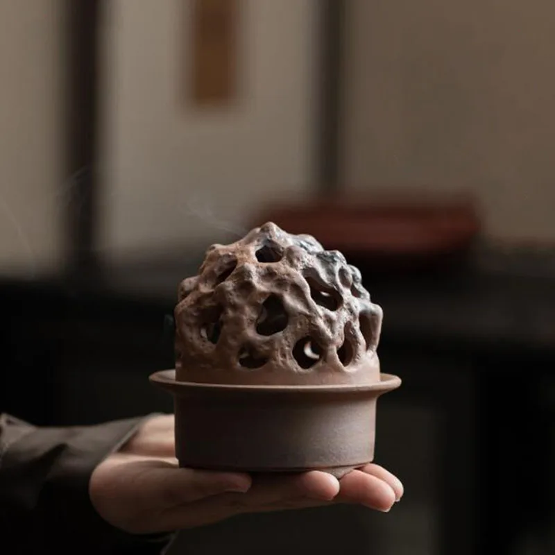 Laoyanni Coral Stone Ceramic Aromatherapy Burner Chan Hollow Sandalwood Fragrance Censer Tea Ceremony Home Decor
