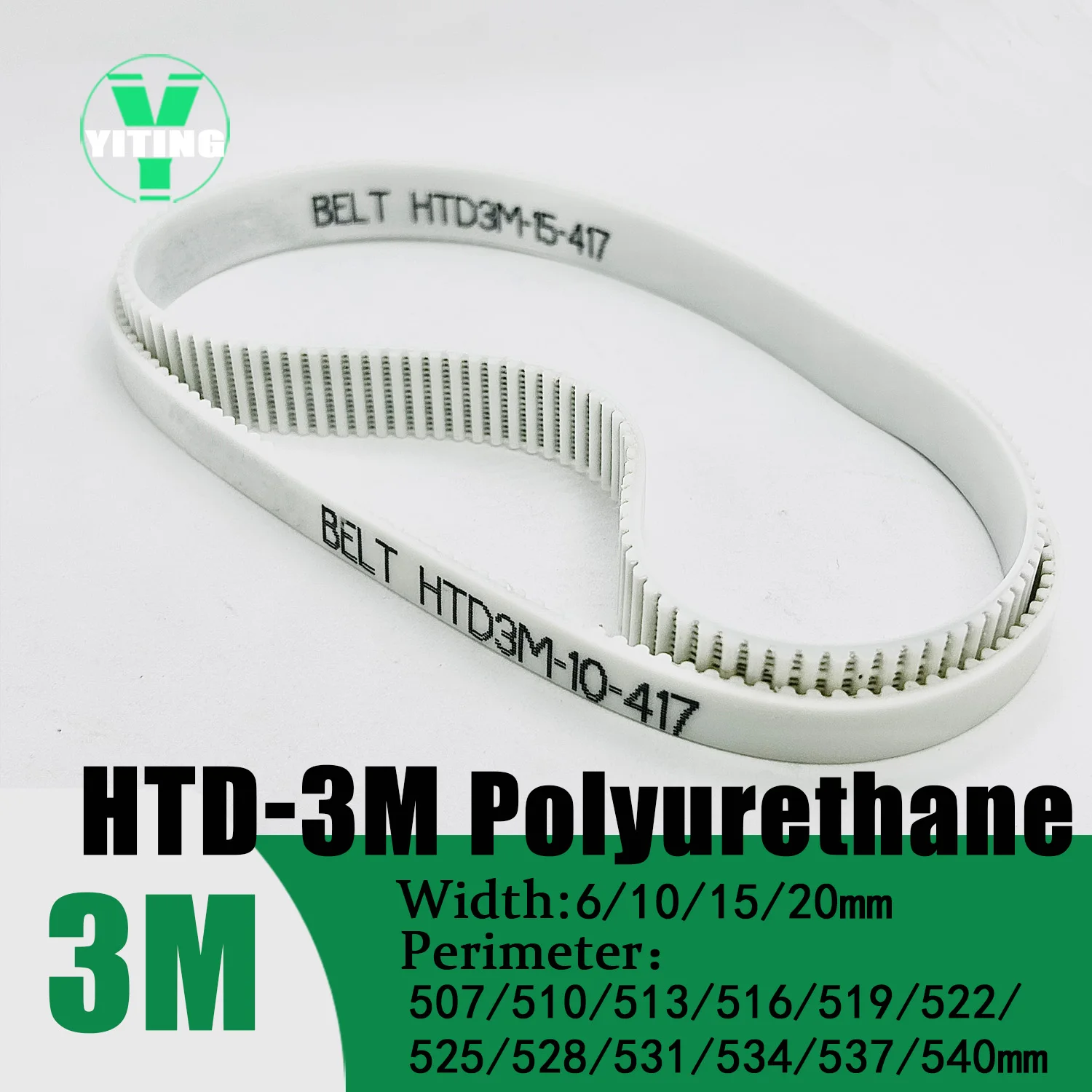

HTD3M Polyurethane Steel Wire Connecting Belt Length 507/510/513/516/519/522/525/528/531/534/537/540mm Width 6/10/15/20mm