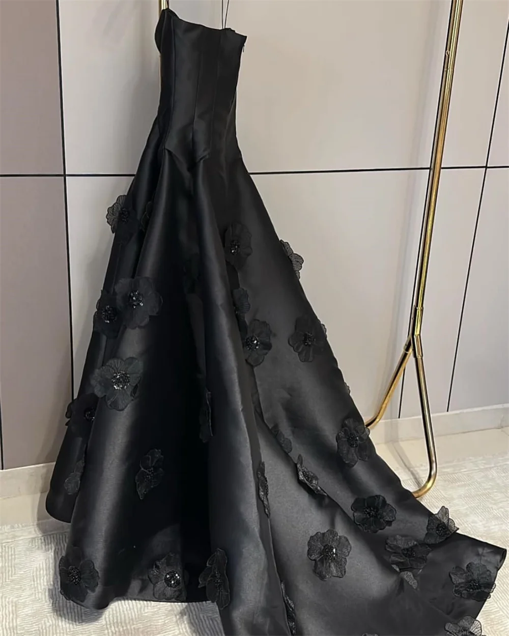 Vestido de baile noite cinta espaguete bola até o chão saias abertas volta drapeado apliques flor vestidos de ocasião sob medida árabe saudita