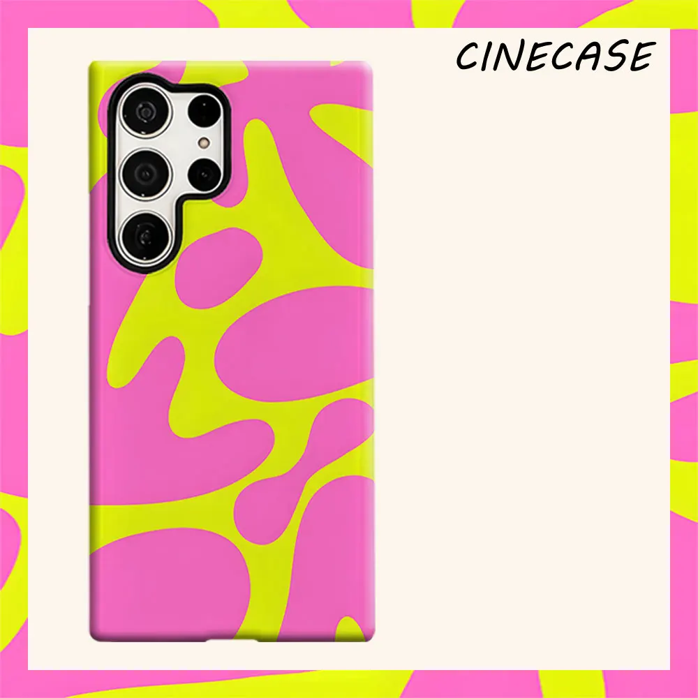 Neon Pink Blob Abstract For Samsung Galaxy S26 S25 S24 A56 A36 Dual Layer Luxury Fashion Full Lens Protective Case