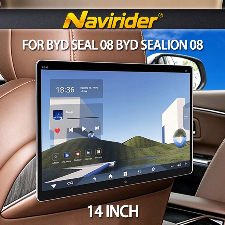 For BYD Seal 08 BYD Sealion 08 Car Headrest Monitor Tablet 14 Inch Back Seat WIFI 4G Wireless CarPlay Multimedia Video Player