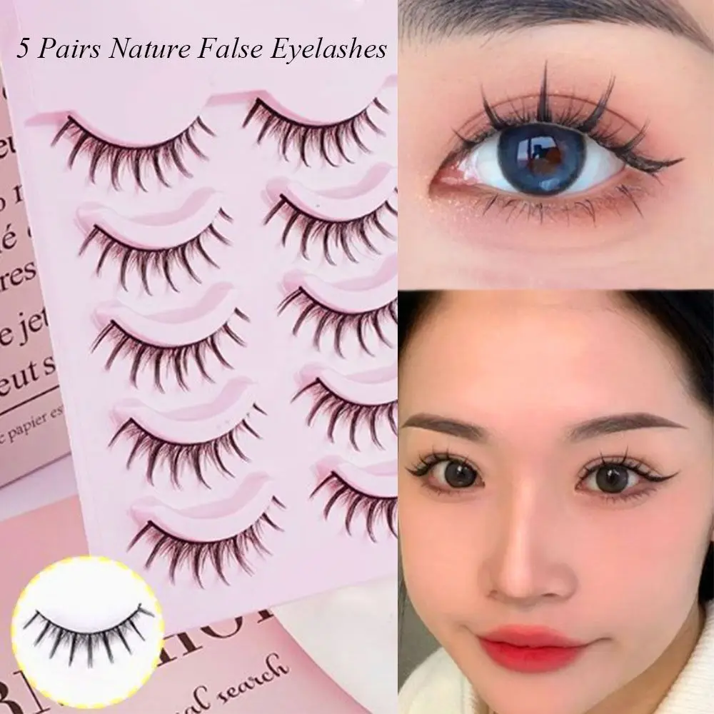 5ペア高品質フィッシュテールつけまつげデイリーメイクブラックアニメまつげナチュラルマンガまつげ
