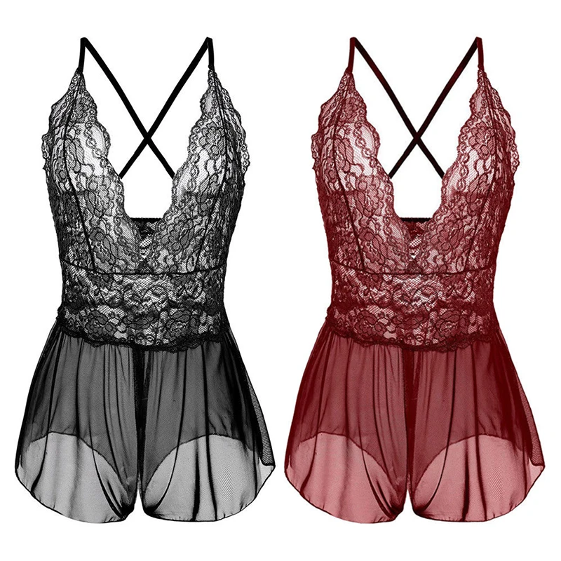 Erotic Lingerie Women  Underwear Porn Babydolls Dress Bodysuit Exotic Seductive Sleepwear Sheer Lace Bra Crotchless Sexy