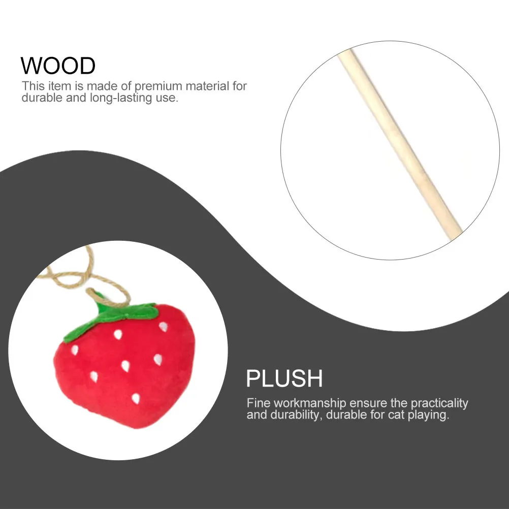 ของเล่นแมวแบบแท่งรูปสตรอว์เบอร์รี ของเล่นแมวแบบพกพา น้ำหนักเบา ไม้ล่อแมวแบบยาว ไม้ล่อแมวสำหรับลูกแมว ช่วยให้แมวออกกำลังกาย