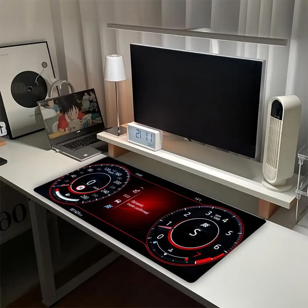 Car Speedometer Extended Desk Mat Non Slip Rubber Stitched Edge Large Mousepad for Laptop PC Office Desktop Gaming Arena