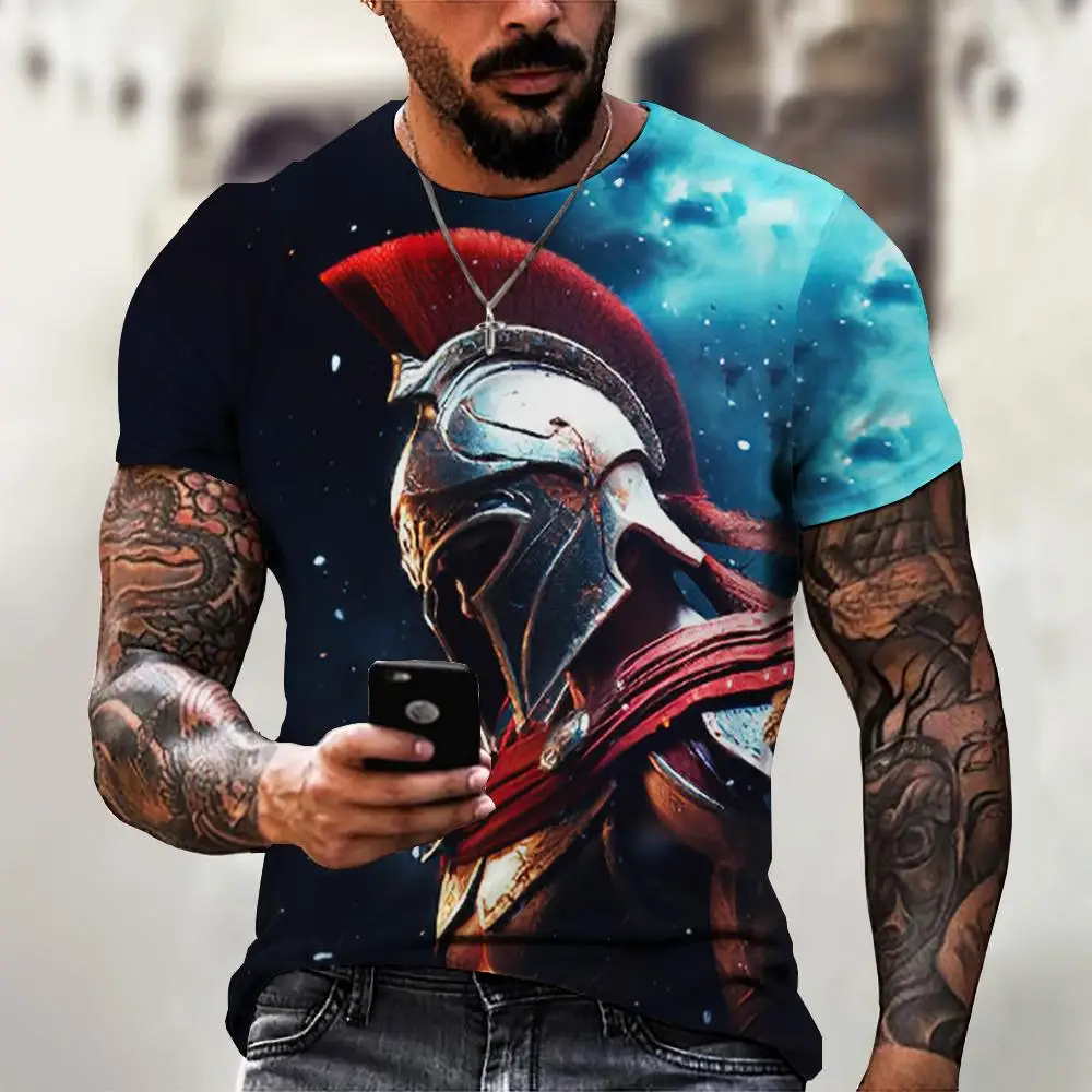 Sparta Graphic Tee Mens T-shirt for Men Clothing Oversized Tee Shirt Man T-shirt 3D Print Summer Tops Casual Short Sleeve Street