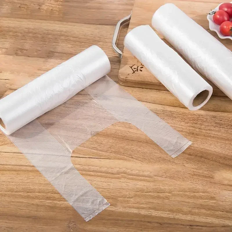 100pcs Diposable Transpare Plastic Bags Roll Fresh-keeping Food Saver Storage Bags Thick Household Bag Refrigerator Organizer