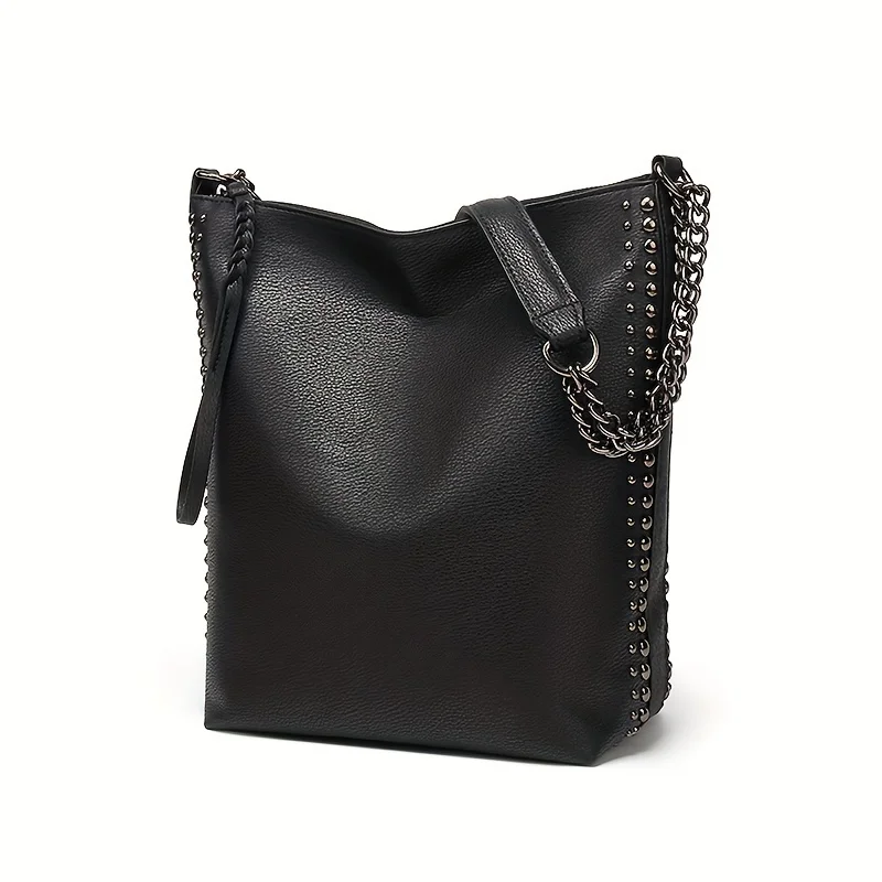 

Women's Fashionable All Match Tote Bag, Punk Y2K Large Capacity Rivet Casual Shoulder Messenger Bag Suitable for Women Daily Use