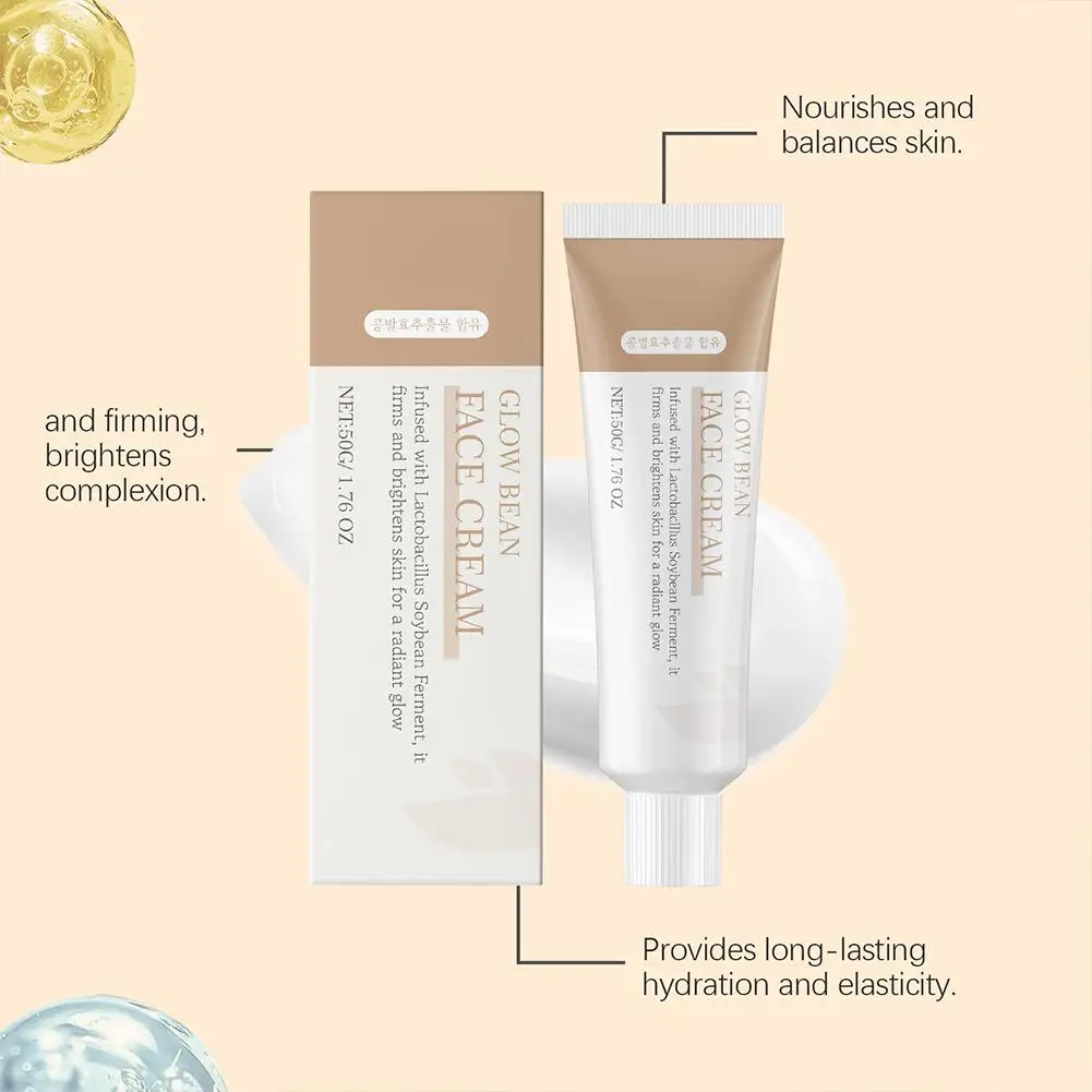 50 جرام كريم تفتيح مغذي فول الصويا يقلل من بلادة اصفرار مهدئ إصلاح تليين نسيج البشرة كريم وجه