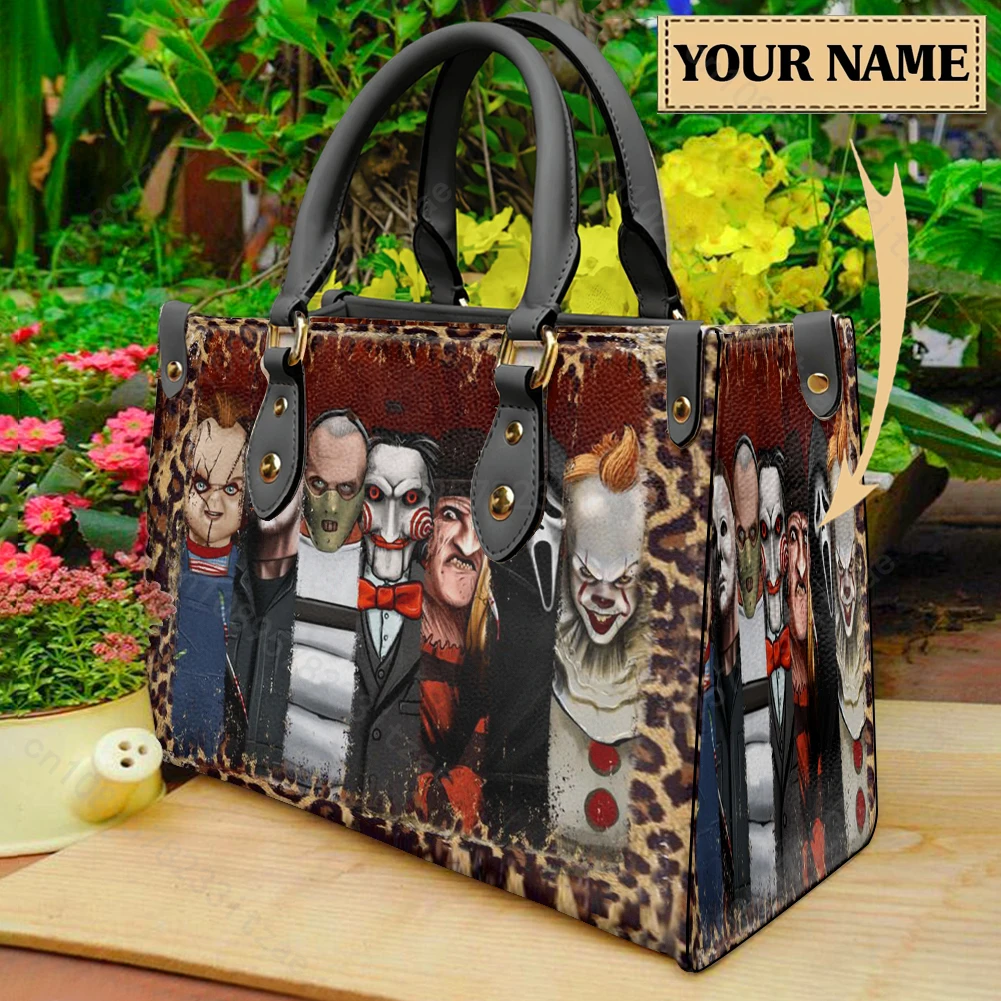 Horror Movie Killer Handbags for Women Elegant Halloween Tote Large Capacity Bag Women PU Leather Multi Bolsas Para Mujeres Gift