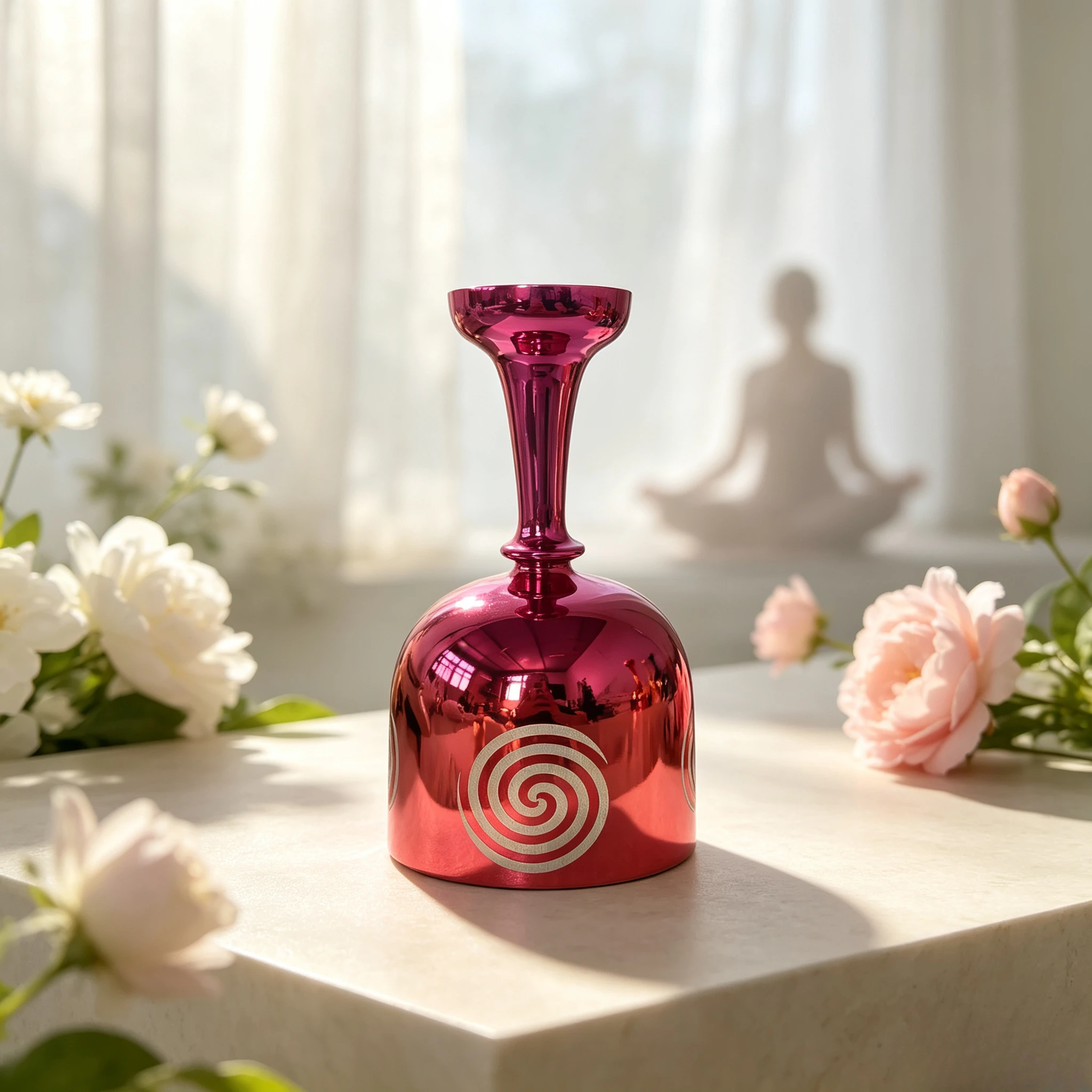 Star Linkup 432Hz Accurate Fourth Octave Crystal Grail, C# Frequency for Sacral Sexual Chakra & D# Tone Optional, Titanium Toned Surface With Custom Engraved Patterns