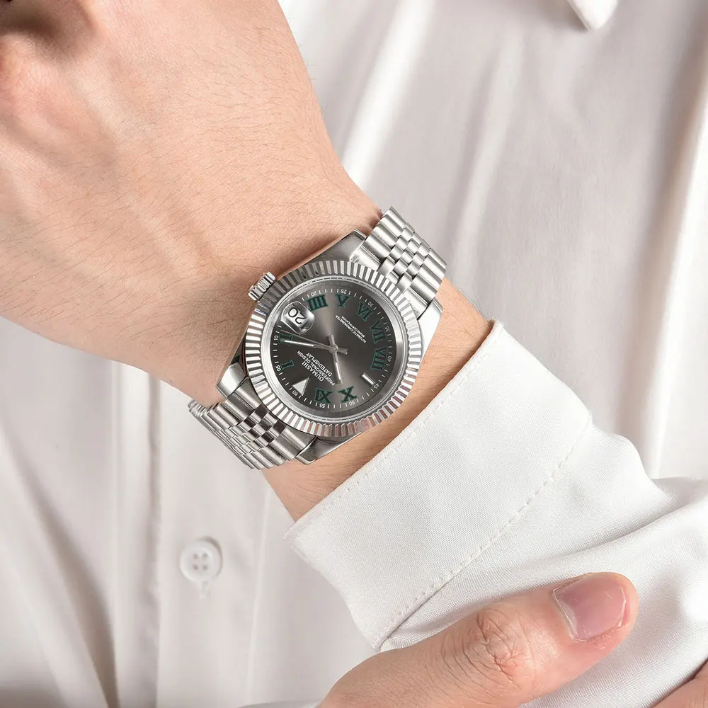 36mm/39mm 고급 비즈니스 남성용 시계 NH35 자동 기계식 무브먼트 사파이어 글라스(맞춤형 로고 포함)