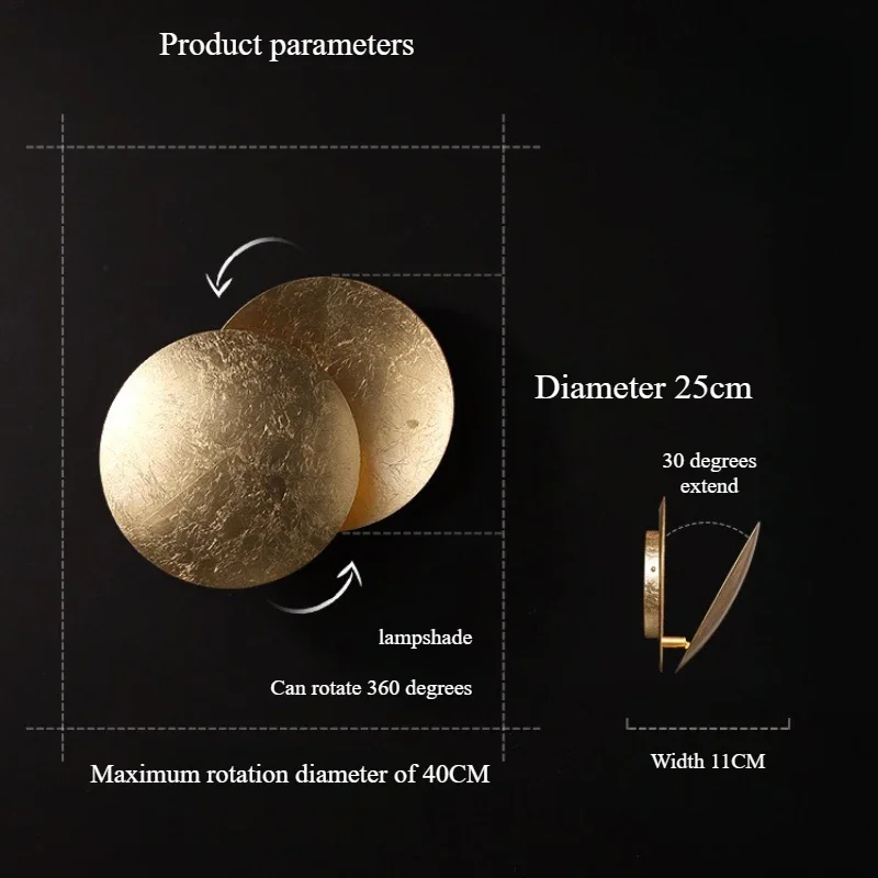 Modern Wall Lamp Circular Ring Design LED Light Rotatable Lampshade Bedroom Decoration Living Room Interior Lighting Fixtures