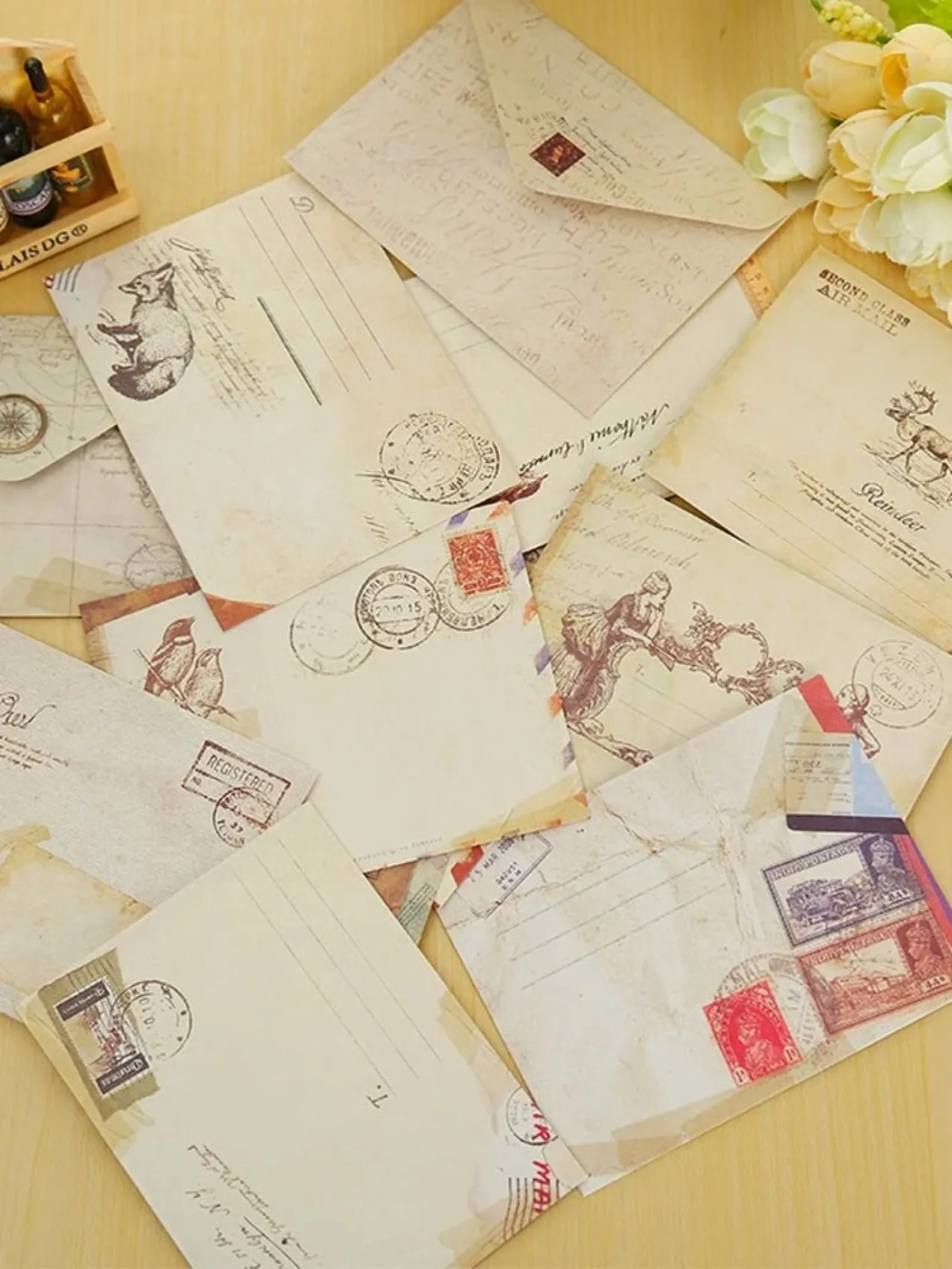 12Pcs Envelopes Vintage Town Mail Material Envelope Paper Decorative Supplies Scrapbooking