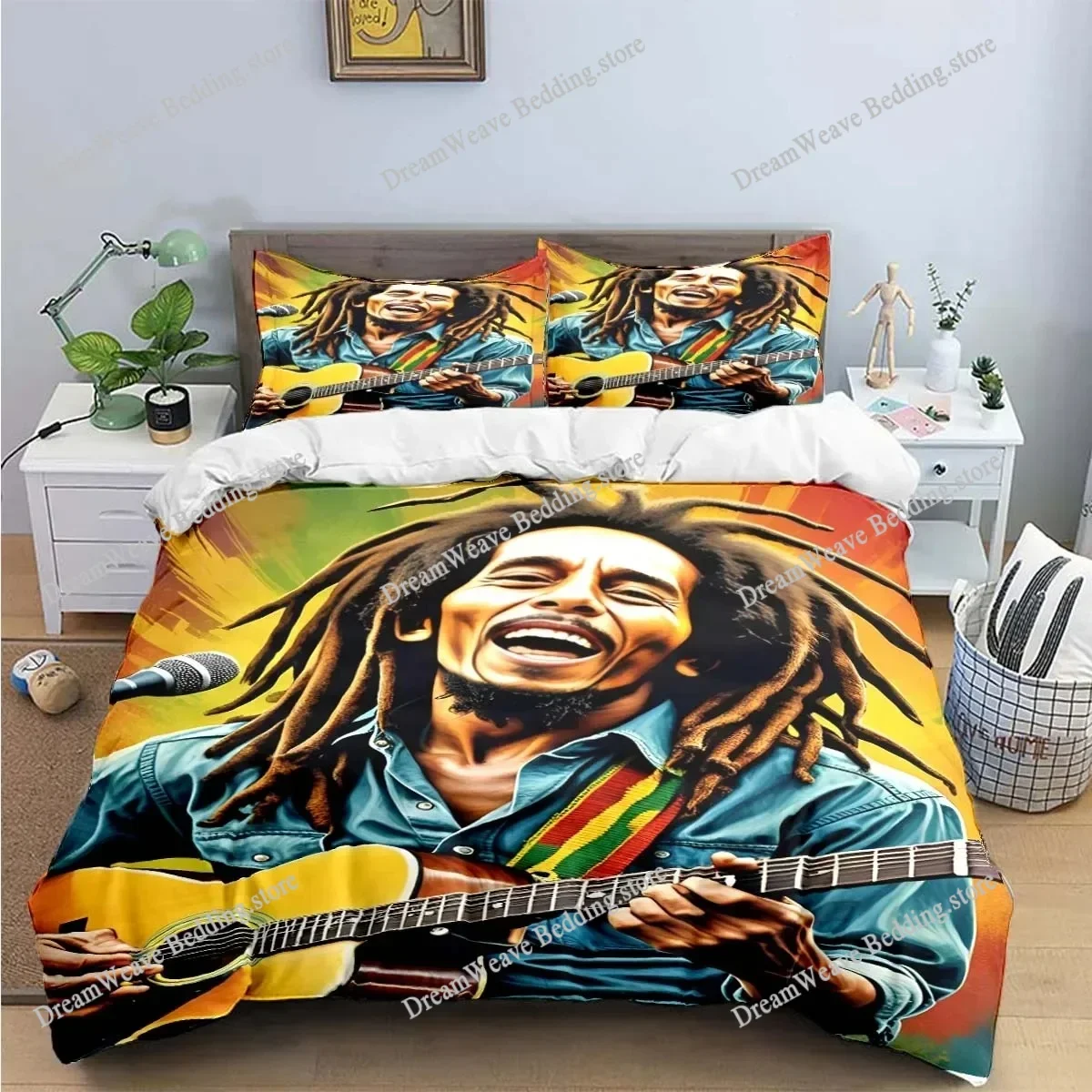 New Singer R-Reggae Bob Marley Pattern Bedding Sets Bed Supplies Set Duvet Cover Comforter Set Bedding Set Luxury Birthday Gift9