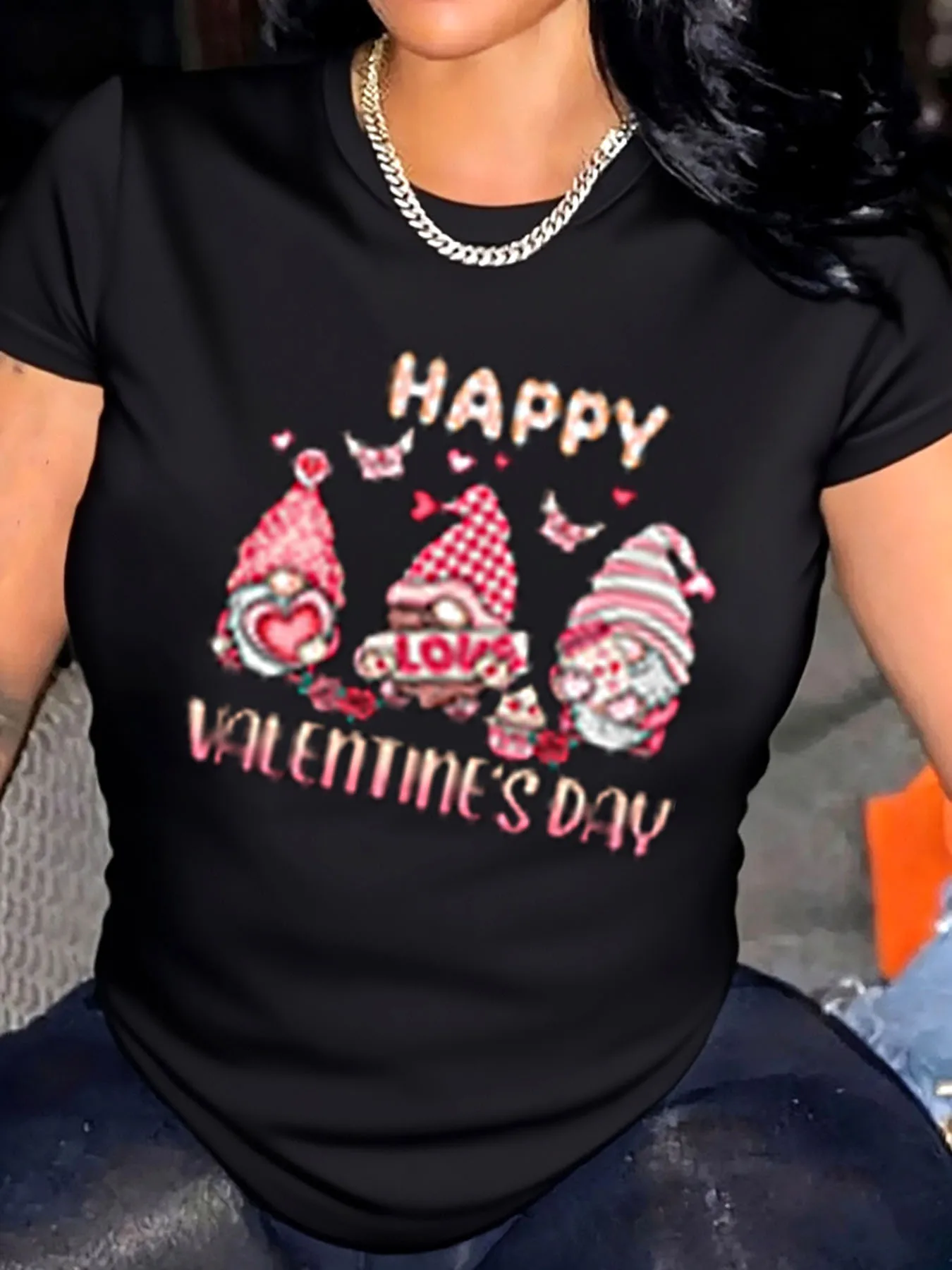 

Женская футболка больших размеров на День святого Валентина, гномы, уличная одежда с принтом «Любовь»