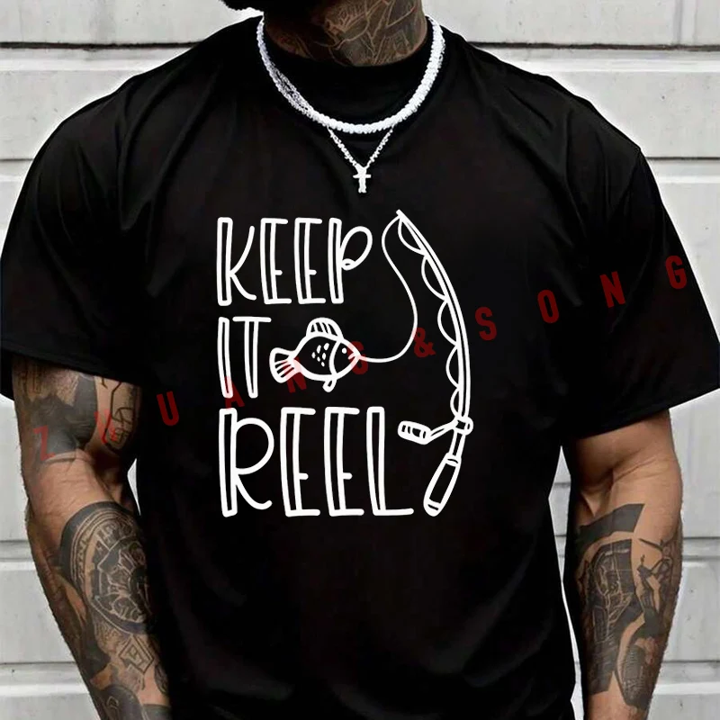

Футболка Keep It Feel Fish Theme, мужская футболка в стиле хип-хоп, уличная одежда унисекс, повседневные модные топы с короткими рукавами
