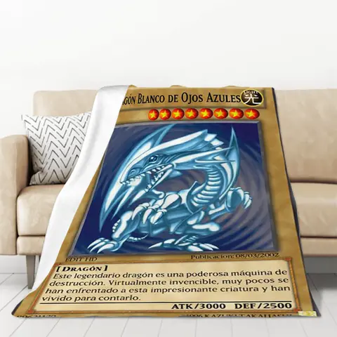 1pc Anime Yu-Gi-Oh Card Throw Blanket Blue Eyes White Dragon Anime Cartoon Soft Plush Blanket Bedroom Bedspread Home Decor