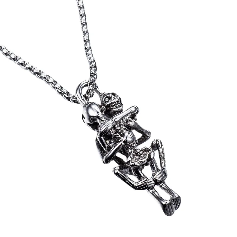 

Skull Skeleton Pendant Stainless Steel Necklace Biker Halloween Jewelry Accessories Free Shipping