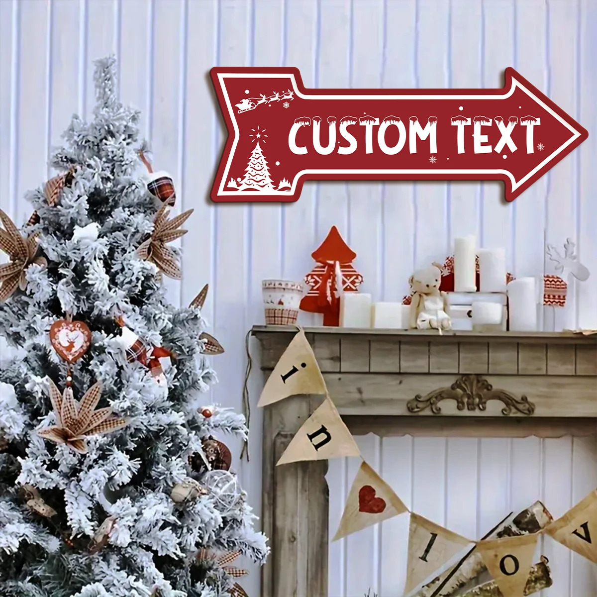 1pc Custom Christmas Arrow Metal Tin Sign,Vintage Wall ArtPlaque ,Home Room Restaurant Cafe Bar Garage Outdoor Decor Gift