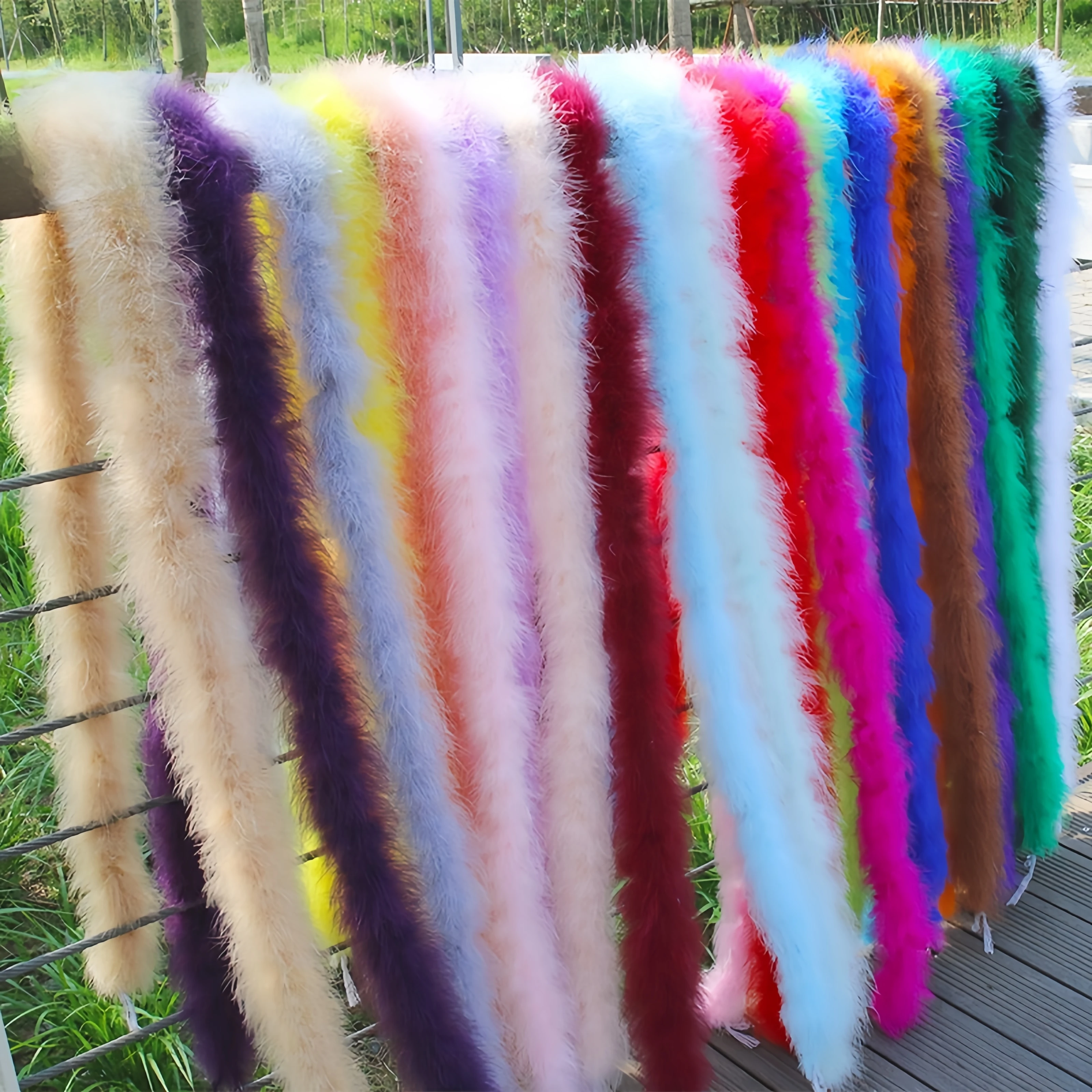 

20g Turkey Feather Boa 2Meter Colorful Soft Fluffy Feathers Boas Strip for DIY Sewing Clothing Jewelry Crafts Decoration