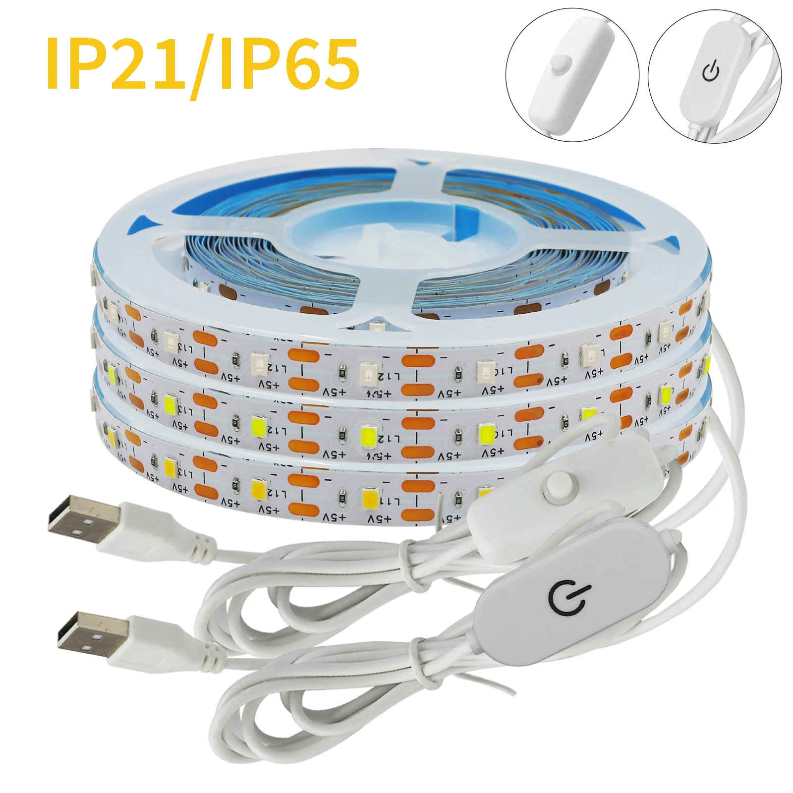 

DC5V USB LED Strip Lights With Touch Dimmer/Button Switch 1M 2M 3M 4M 5M Lamp Tape Decoration Ribbon for Kitchen Room Backlight