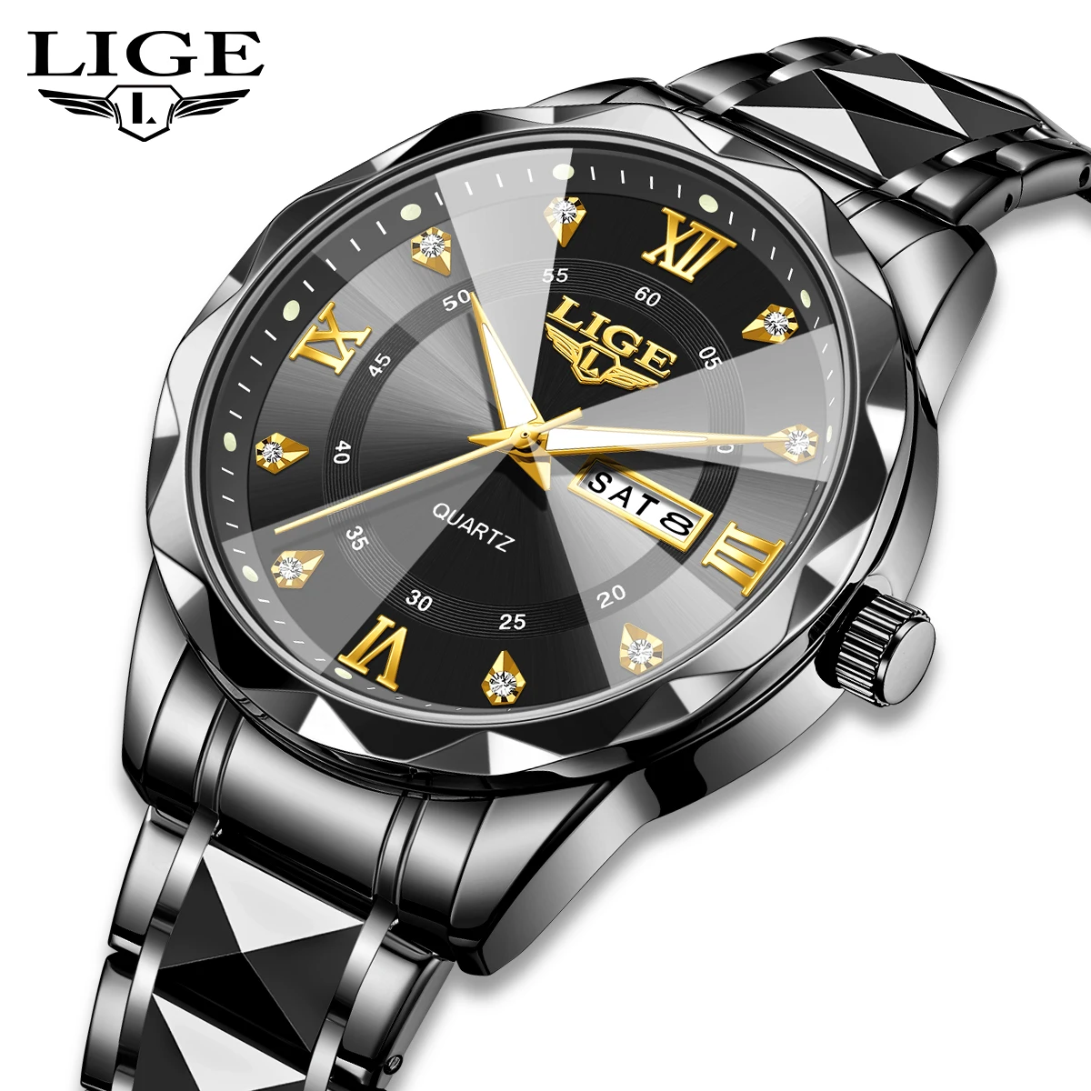 

LIGE Business Men's Watch Date Week Fashion Quartz Watch For Man Original Waterproof Luminous Dual Calendar Quartz Wristwatch