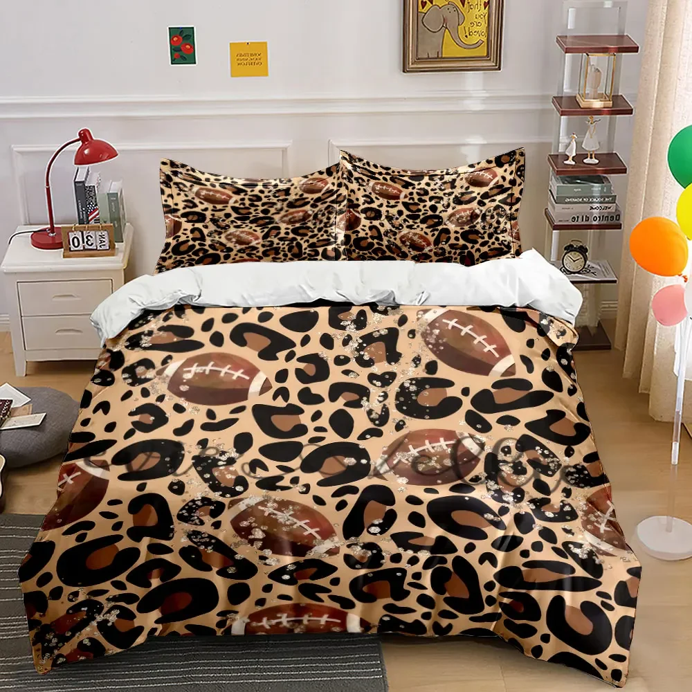 "Leopard Football Print Decor Set" Soft Comfortable Duvet Cover Bedding Set Included 1*Duvet Cover & 2*Pillowcases, gift