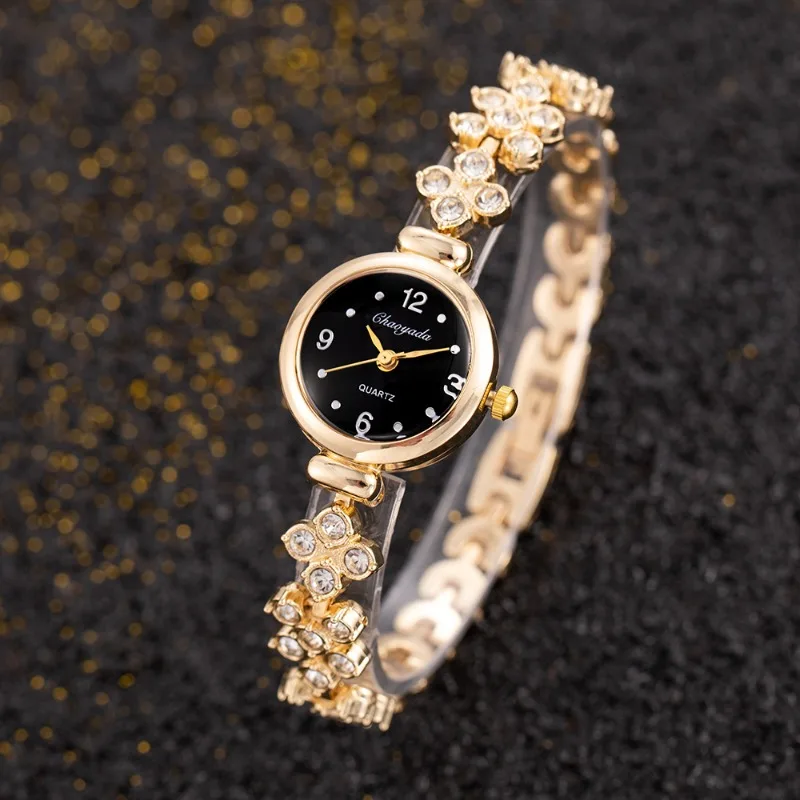 2 pçs relógios femininos marca de luxo diamante pulseira relógio moda elegante dourado pequeno mostrador senhoras relógio quartzo reloj mujer